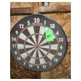 Double-sided board featuring a traditional dart game on one side and a baseball game on the reverse