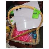 Wicker Easter basket, Pittsburgh Pirates mini bat, whiteboard