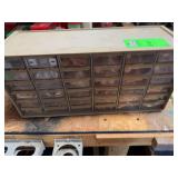 Tray Organizer w/ Misc. Woodworking Caps, Plugs, Wheels, Axels, Etc.