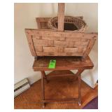 Small TV tray table, wicker baskets