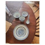 vintage Jingdezhen Chinese blue and white porcelain featuring a dragon motif and a technique known as "rice eyes" or "rice grain"