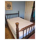 Full size bed frame with mattress and box spring