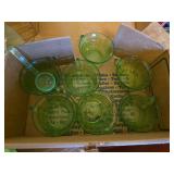 Green depression glass cups laddle & serving tray. princess house dish