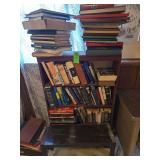 Solid wood vintage bookshelf. Plastic stand and books