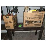 Plastic bench with contents