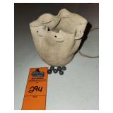 lead shot or musket balls with suede leather drawstring pouch and accessories