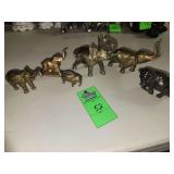 Assorted brass elephant figurines