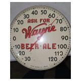 Vintage Wayne Brewing Co thermometer