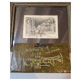 New Orleans slate wall art, and framed drawing by Don Davey