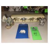 Elephant napkin holders, elephant figurines, and elephant bridge score keeping book