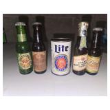 Vintage Drewry's, Ruppert Knickerbocker, Pabst Blue Ribbon, Miller Lite, and Blatz mini bottles