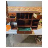 Wooden jewelry box with contents