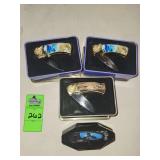 Novelty knives, polar bears, elephant, and American bald eagle