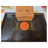 Vintage Japanese lacquer tray and wooden keepsake box