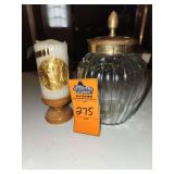 Our Lady of Lourdes and Saint Bernadette candle and glass jar