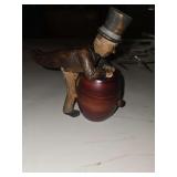 Vintage ANRI hand-carved wooden match holder, produced from Italys Val Gardena region