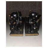 vintage 1950s Japan black cat redware bookends