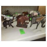 Hand carved wood elephants