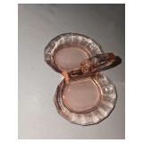 Vintage pink depression glass relish dish and set of 5 small 6' plates