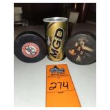 Hickey pucks and golf balls