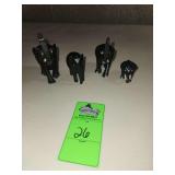 Vintage hand carved Ebony elephant set