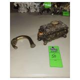 Brass elephant head and trinket box