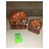 Hand carved wood elephants
