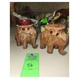Wooden elephant candle holders