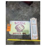 Metal Shell sign and thermometer
