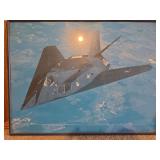framed EuroGraphics F-117 Nighthawk Poster featuring the iconic American stealth attack aircraft Lockheed F-117 Nighthawk in flight.