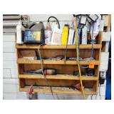 All supplies are on the wood Shelf