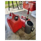 2 Fuel cans and a metal oil can