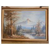 Large framed canvas painting by J. Joice