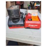 Snap on battery chargers