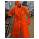 Mens reversible camo/orange hunting gear with extra hoods and gloves