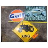 3 metal signs