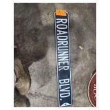 Roadrunner Blvd metal sign about 36in x 6in