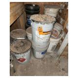 Miscellaneous buckets of stain/hydraulic oil