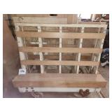 A frame wood card, double sided with steel wheels NO CONTENTS