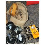 Castor wheels, straps, battery charger