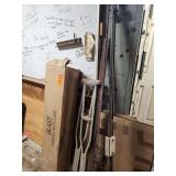 Shop lights, crutches, steel rod and other various items