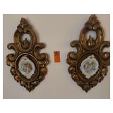 This appears to be a vintage ornate gilded wall plaque featuring a classical or religious 3D relief or print, reminiscent of French Provincial or Rococo-style home decor. [1] (https://maxsold.com/list