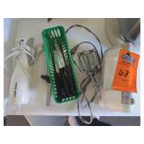 Black & Decker electric knife, hand mixer, and various knives