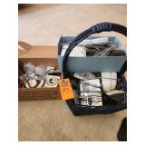 Basket with telephones, night lights, and timers
