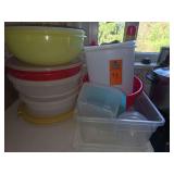 Various Tupperware and plastic bowls