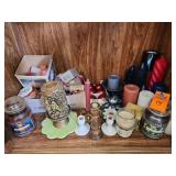 Candles, candle holders, ribbon