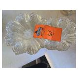 Set of 7 vintage Hazel Atlas Clear Glass Double Sunflower Snack Plate from the mid-century era.