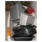 Various pots, pans, and bake ware
