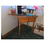 Vintage single drawer wooden corner table NO CONTENTS