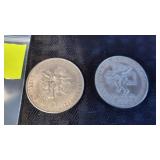 (2) 1968 MEXICAN 25 PESOS SUMMER OLYMPICS SILVER